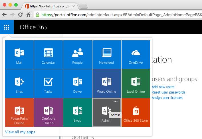 admin console in office 365